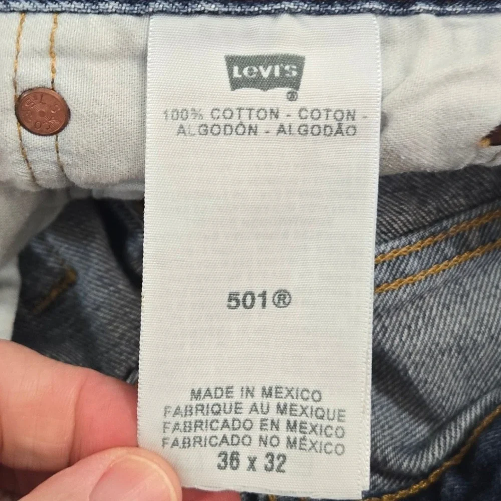 Vintage Levis 501 Jeans 36x32 Made‎ in Mexico Straight Leg Blue Button Fly Denim